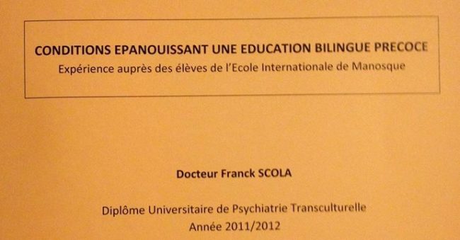 Ilustartion2 Extrait du travail de recherche du Docteur Franck Scola sur les conditions épanouissant une éducation bilingue précoce.