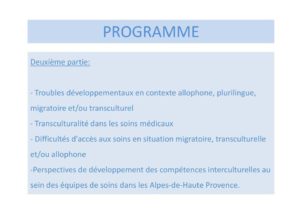 Lundi 6 juillet 2015, le Dr Scola proposait une formation à l'occasion de la Journée Clinique de l'intersecteur de pédopsychiatrie (04).