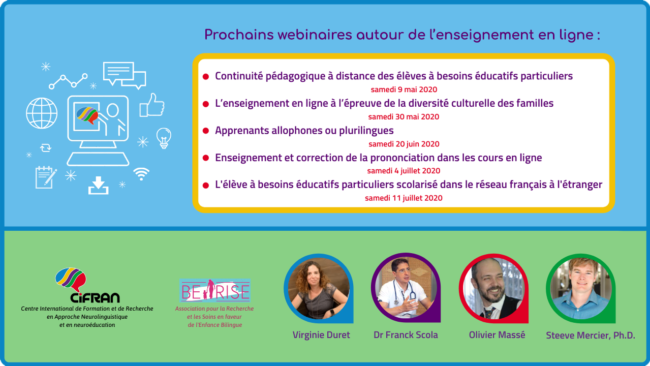 Visuel des webinaires à venir newsletter CIFRAN Be Rise