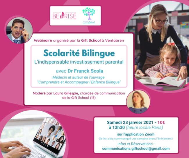 AFFICHE Courte Webinaire 23 janvier 2021 Be-Rise Gift School